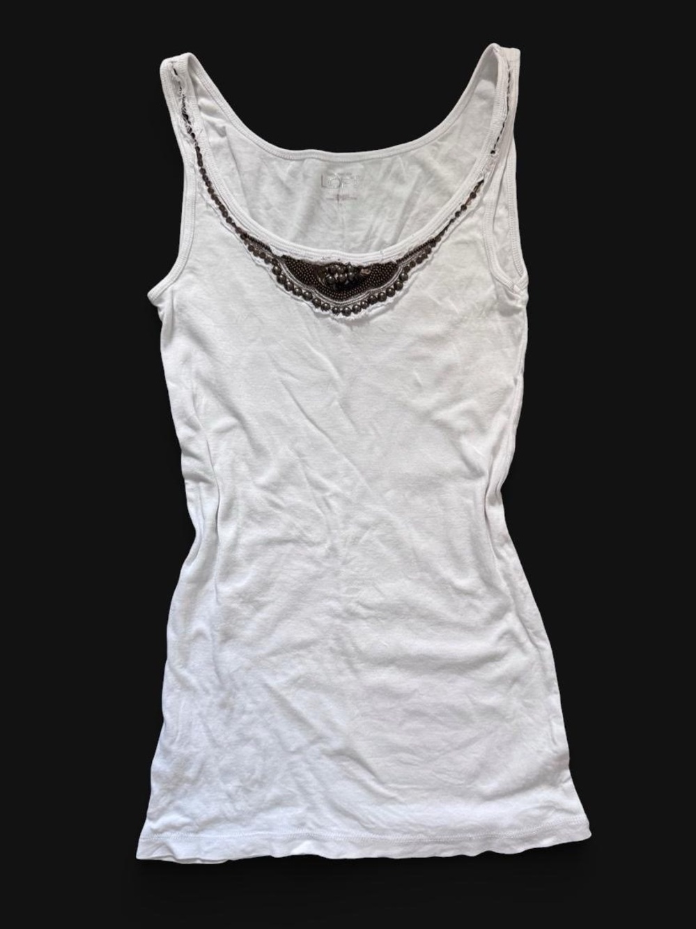 Loft 100% cotton beaded tank top